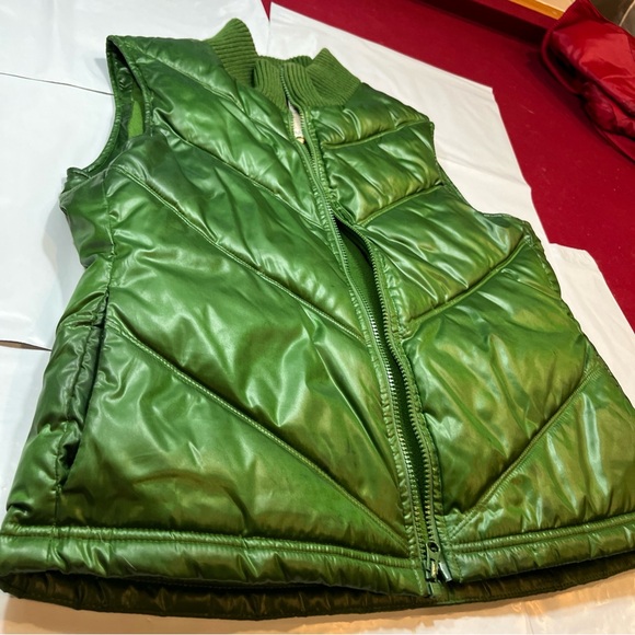 Old Navy GREEN Puffer Vest Full Zip Pockets Sleeveless Jacket RIBBED BAND NECK M - Picture 13 of 14